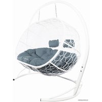 Подвесной диван M-Group Лежебока 11180109 (с белым ротангом/серая подушка)