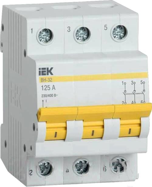 

Выключатель нагрузки IEK ВН-32 3Р 125А MNV10-3-125 (мини-рубильник)