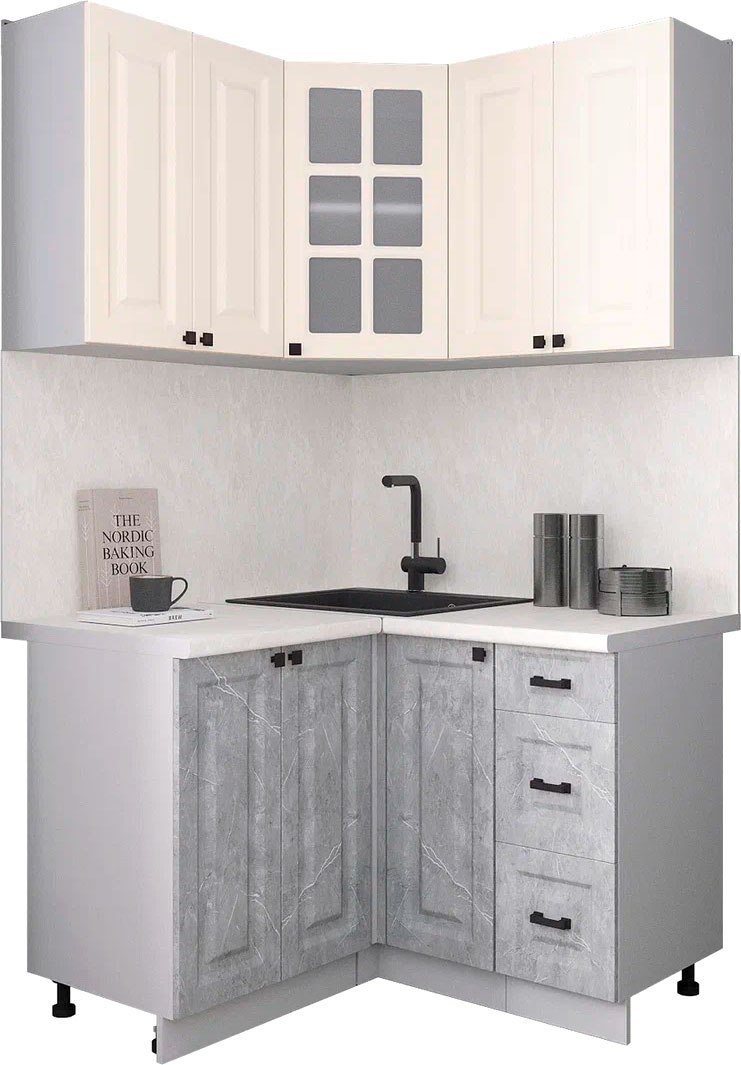 

Готовая кухня Интерлиния Мила Деко 1.2x1.2 (керамика/белый/опал светлый)