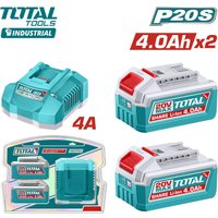 Аккумулятор с зарядным устройством Total TFBCPK2013 (20В/2x4 Ah + 20В)