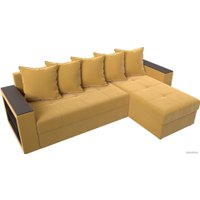 Угловой диван Лига диванов Дубай лайт правый 114165 (микровельвет желтый)