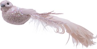 Елочная игрушка Albero Di Natale Птичка на клипсе 3.5х16х4 см 727079-1 (розовая)