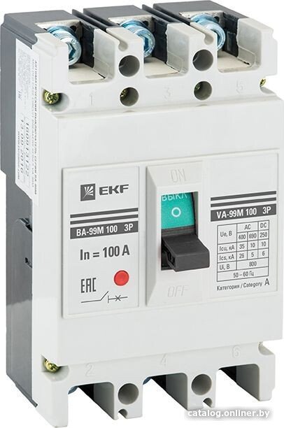 Выключатель нагрузки EKF PROxima ВА-99М 100/63А 3P 35кА mccb99-100-63m