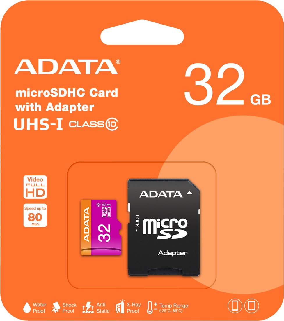 

Карта памяти ADATA Premier microSDHC UHS-I U1 (10 Class) 32 Gb (AUSDH32GUICL10-RA1)