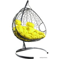 Подвесное кресло M-Group Для двоих 11450311 (серый ротанг/желтая подушка)