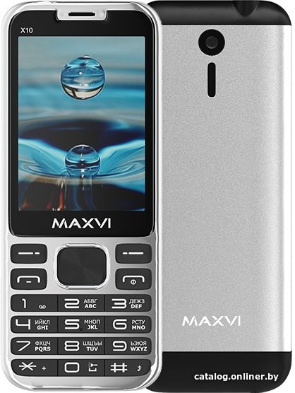 Кнопочный телефон Maxvi X10 (серебристый)