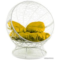 Кресло M-Group Апельсин 11520111 (белый ротанг/желтая подушка)