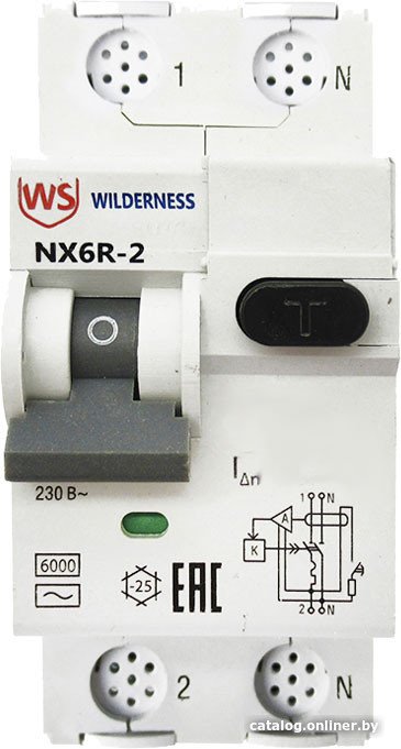 Дифференциальный автомат Wilderness NX6R 1P+N B25 30mA AC 6kA NX6R-2-025B-030AC