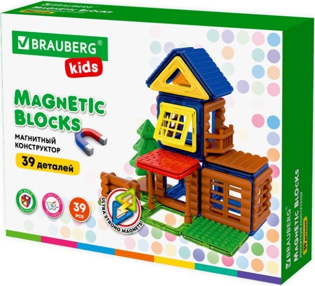 

Магнитный конструктор BRAUBERG 663849 Kids Magnetic Build Blocks-79 Построй дом