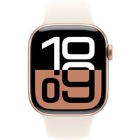 Умные часы Apple Watch Series 10 42 мм (алюминиевый корпус, розовое золото/звездный свет, спортивный силиконовый ремешок S/M)