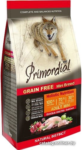 Сухой корм для собак Primordial GF Dog Mini Adult Quail & Duck 2 кг
