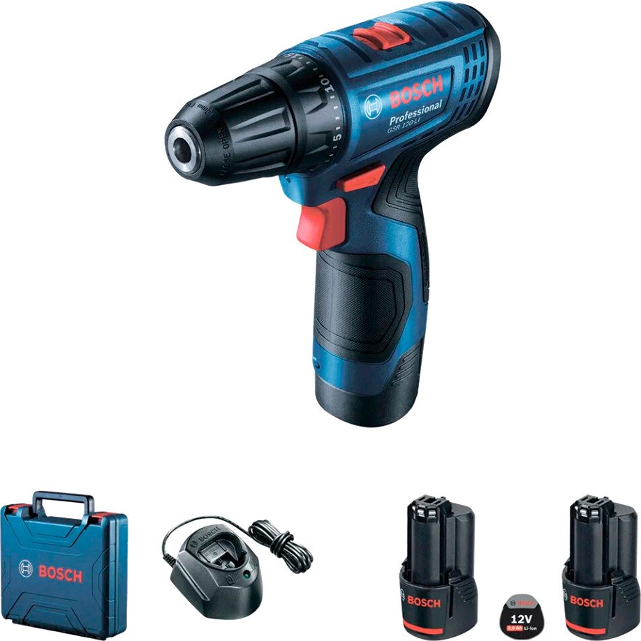 

Дрель-шуруповерт Bosch GSR 120-LI Professional 06019G8080 (с 2-мя АКБ, кейс, китайская вилка)