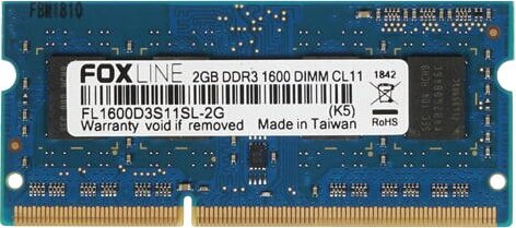 

Оперативная память Foxline 8GB DDR3 SODIMM PC3-12800 FL1600D3S11L-8G