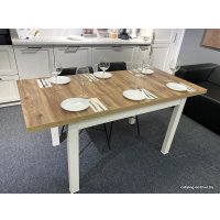 Кухонный стол Senira Кастусь 110-145x70 (береза сандал/белый)