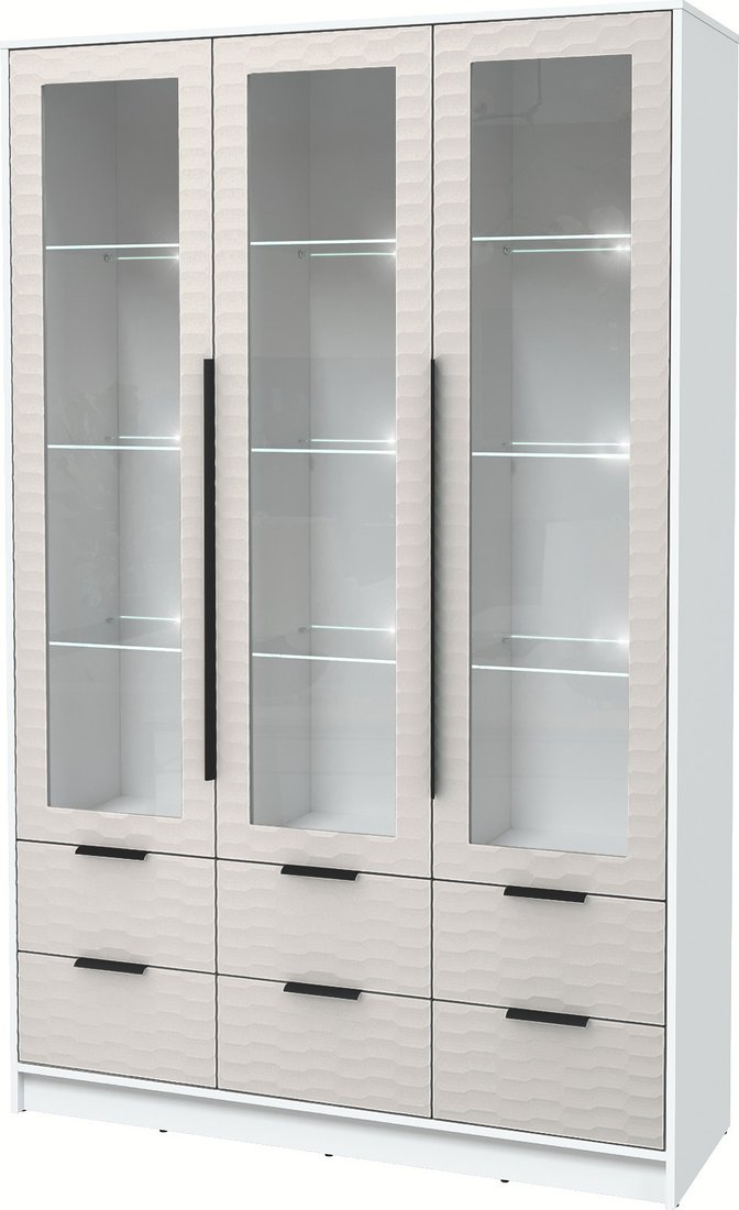 

Шкаф-витрина Интерлиния Концепт Зодиак КТ-ШВ3 с подсветкой (белый платинум/кашемир)