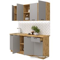 Готовая кухня Mebiplex Вивиан МДФ 1.8м 38мм (вотан/серый матовый) в Солигорске