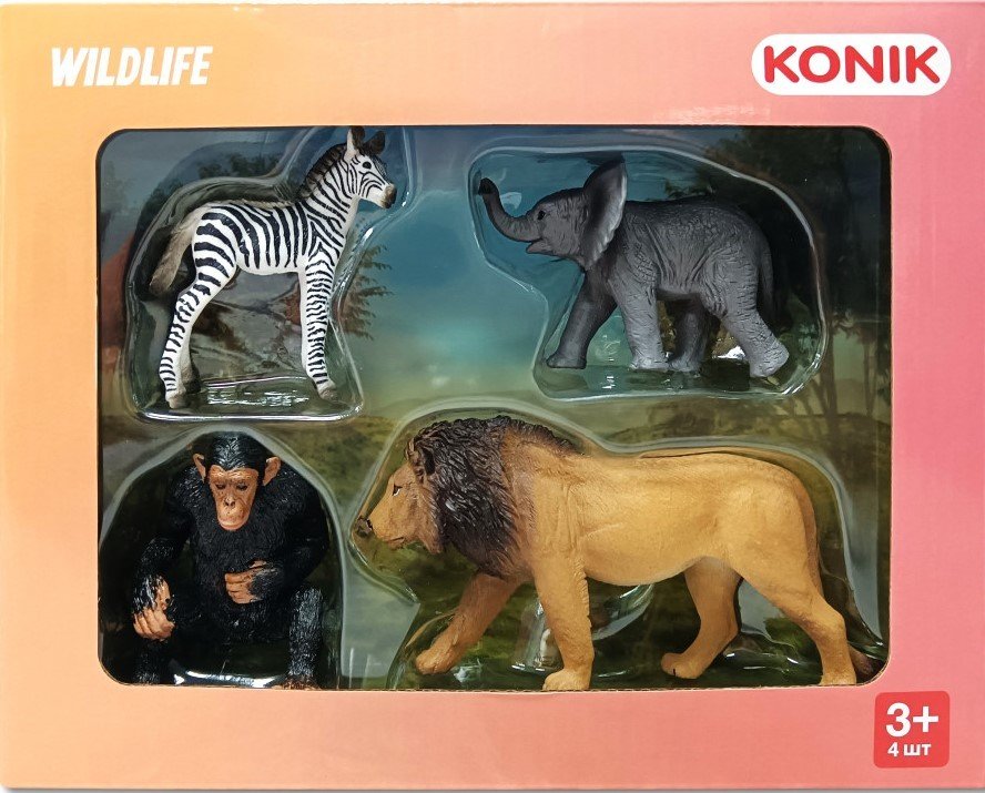 

Набор фигурок Konik Лев, шимпанзе, слоненок, зебра AMW2126