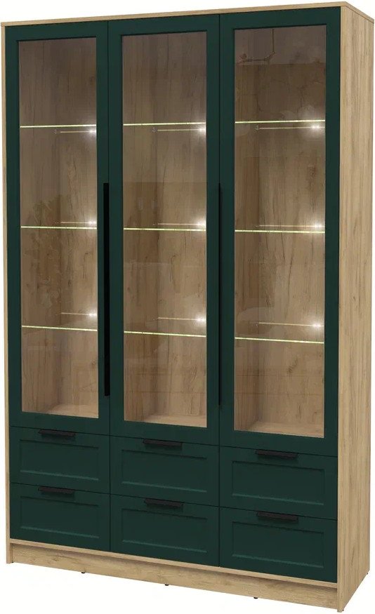 

Шкаф-витрина Интерлиния Концепт Тренд КТ-ШВ3 с подсветкой (дуб золотой/изумруд)