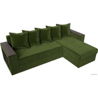 Угловой диван Лига диванов Дубай лайт правый 114168 (микровельвет зеленый)