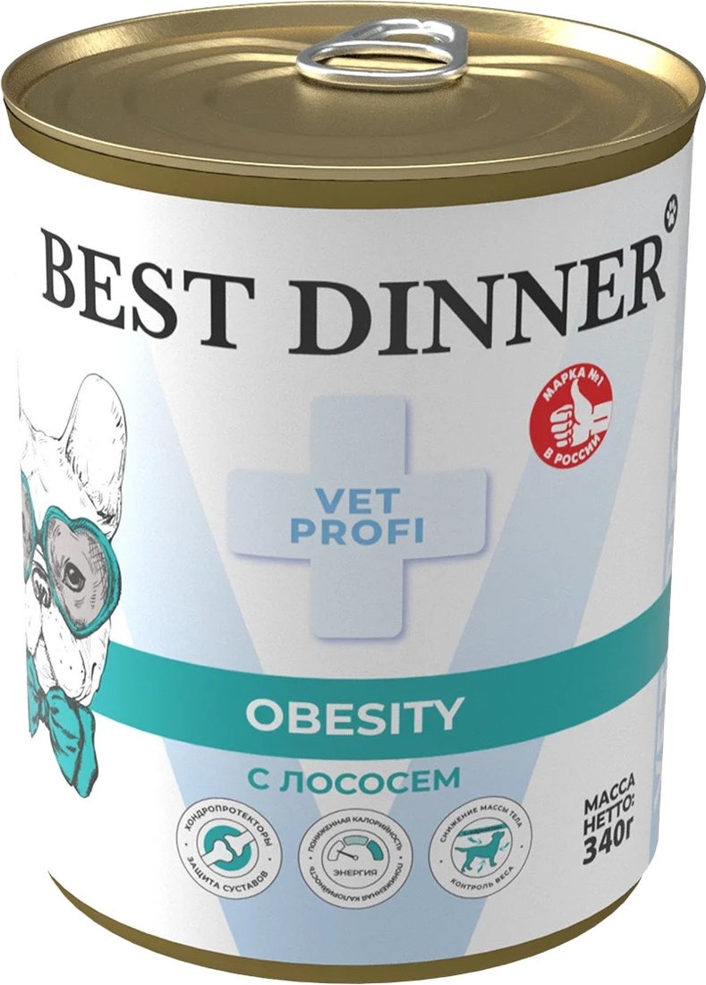 

Консервированный корм для собак Best Dinner Vet Profi Obesity С лососем (340 г)