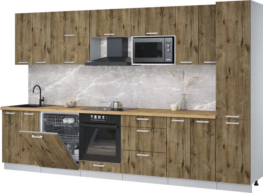 

Готовая кухня Интерлиния Мила Лайт 3.4-ПМ2 (дуб веллингтон/дуб веллингтон/дуб бунратти)