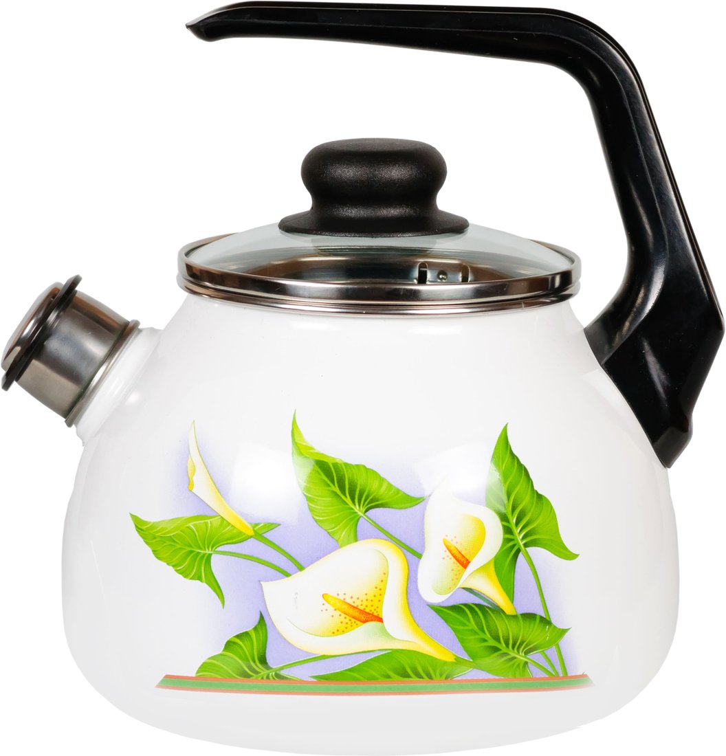 Чайник со свистком СтальЭмаль Каллы 4с210я