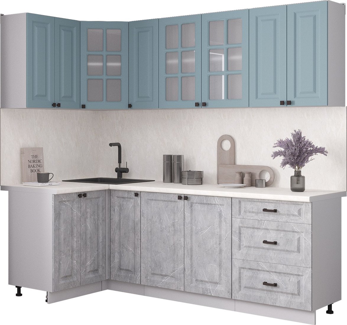 

Готовая кухня Интерлиния Мила Деко 1.2x2.3 (керамика/океан/опал светлый)