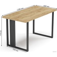 Кухонный стол Mio Tesoro Laim 36 120x66 (дуб крафт золотой/черный)