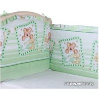 Бампер в кроватку Alis 360x40 со съемными чехлами (бязь, зеленый)