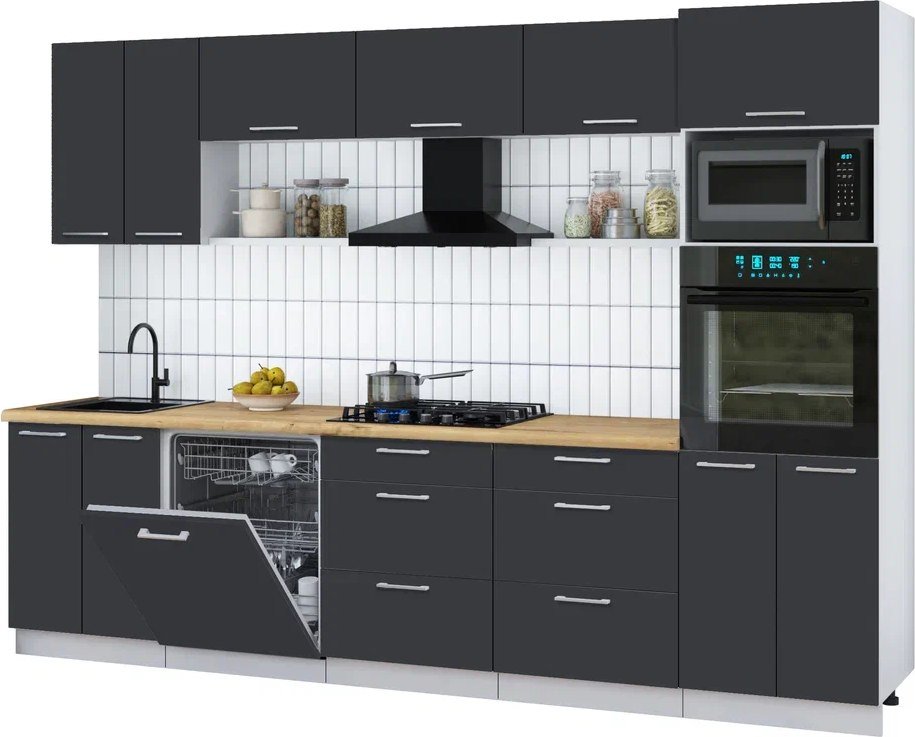 

Готовая кухня Интерлиния Мила Gloss 3.0-ПМ1 (пепел/пепел/дуб бунратти)