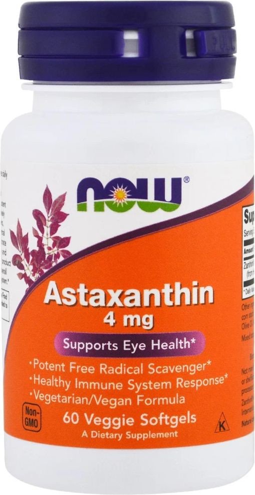 Витамины, минералы Now Foods Астаксантин/Astaxanthin 4 мг (60 капсул)