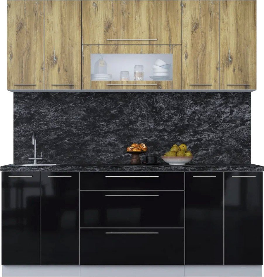 

Кухонный модуль Интерлиния Мила Пластик 2.0 В (дуб эпоксид/черный/кастилло темный)