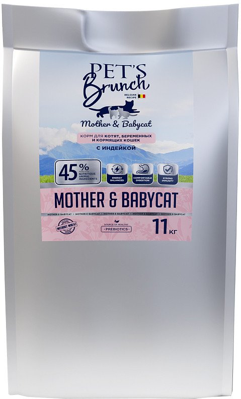

Сухой корм для кошек Pet's Brunch Mother & Babycat (для котят, беременных и кормящих кошек) 11 кг