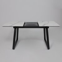 Кухонный стол Lepremo AV 1208 HPL+МДФ раздвижной 1200-1600x800 (мрамор белый/черный)