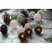 Светодиодная гирлянда Огоньки Шарики черно-белые 151 12Led 2.5 м (желтый)