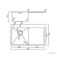 Кухонная мойка Roxen Vespa 560230-70LB PVD графит (с коландером и дозатором)