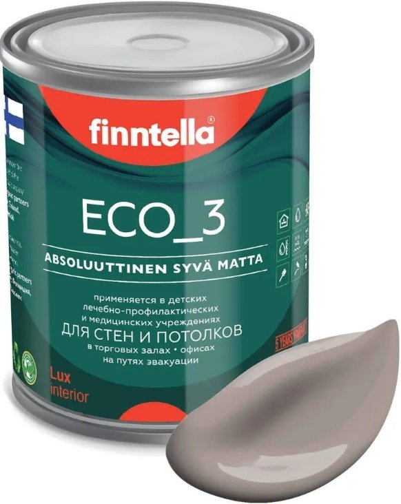 

Краска Finntella Eco 3 Wash and Clean Kaakao F-08-1-1-LG245 0.9 л (коричневый)