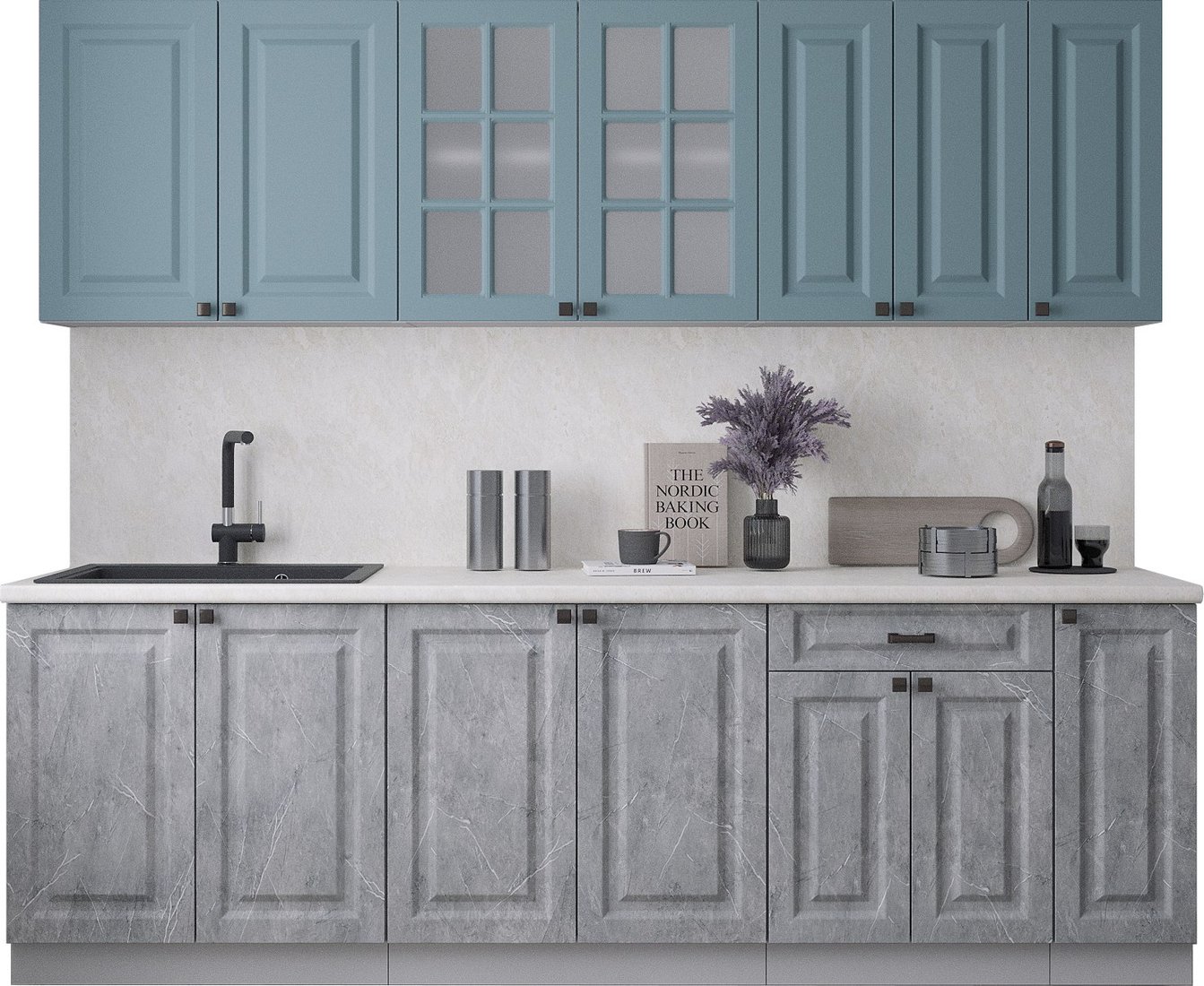 

Готовая кухня Интерлиния Мила Деко 2.5Б (керамика/океан/опал светлый)