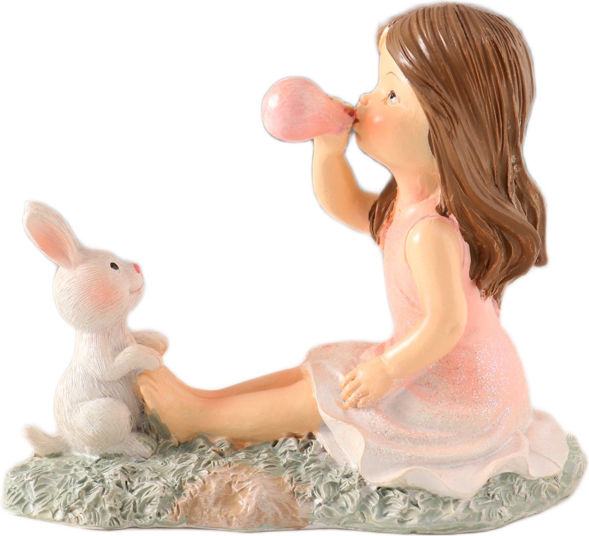 Статуэтка Sima-Land Малышка надувает шарик, с зайчиком на лужайке 10583155