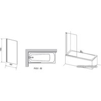 Стеклянная шторка для ванны Ravak Pivot PVS1 80 (сатин/прозрачное)