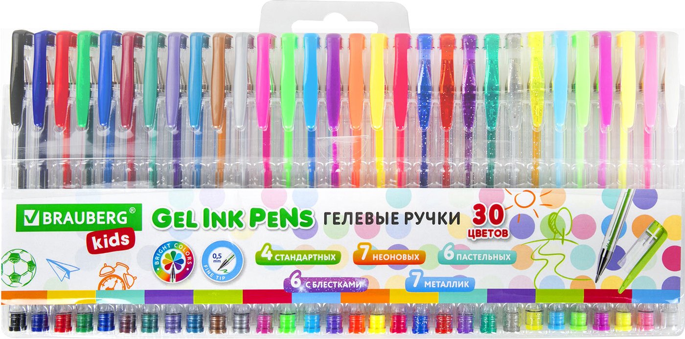 

Набор гелевых ручек BRAUBERG Kids 143819 (30 цветов)