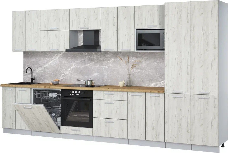 

Готовая кухня Интерлиния Мила Лайт 3.8-ПМ2 (дуб белый/дуб белый/дуб бунратти)