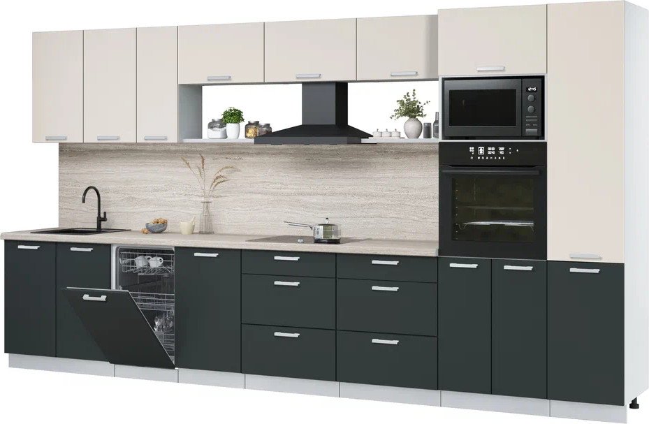 

Готовая кухня Интерлиния Мила Лайт 3.9-ПМ3 (персидский жемчуг/антрацит/травертин серый)