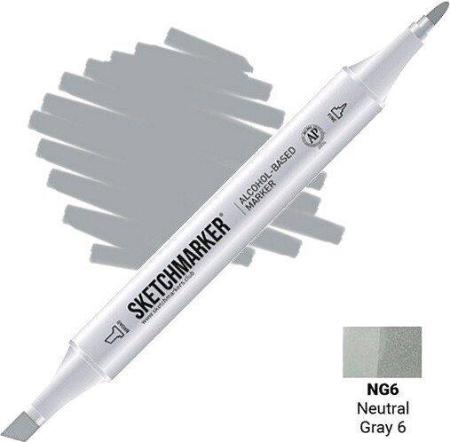

Маркер художественный Sketchmarker Двусторонний NG6 SM-NG6 (серый нейтральный №6)