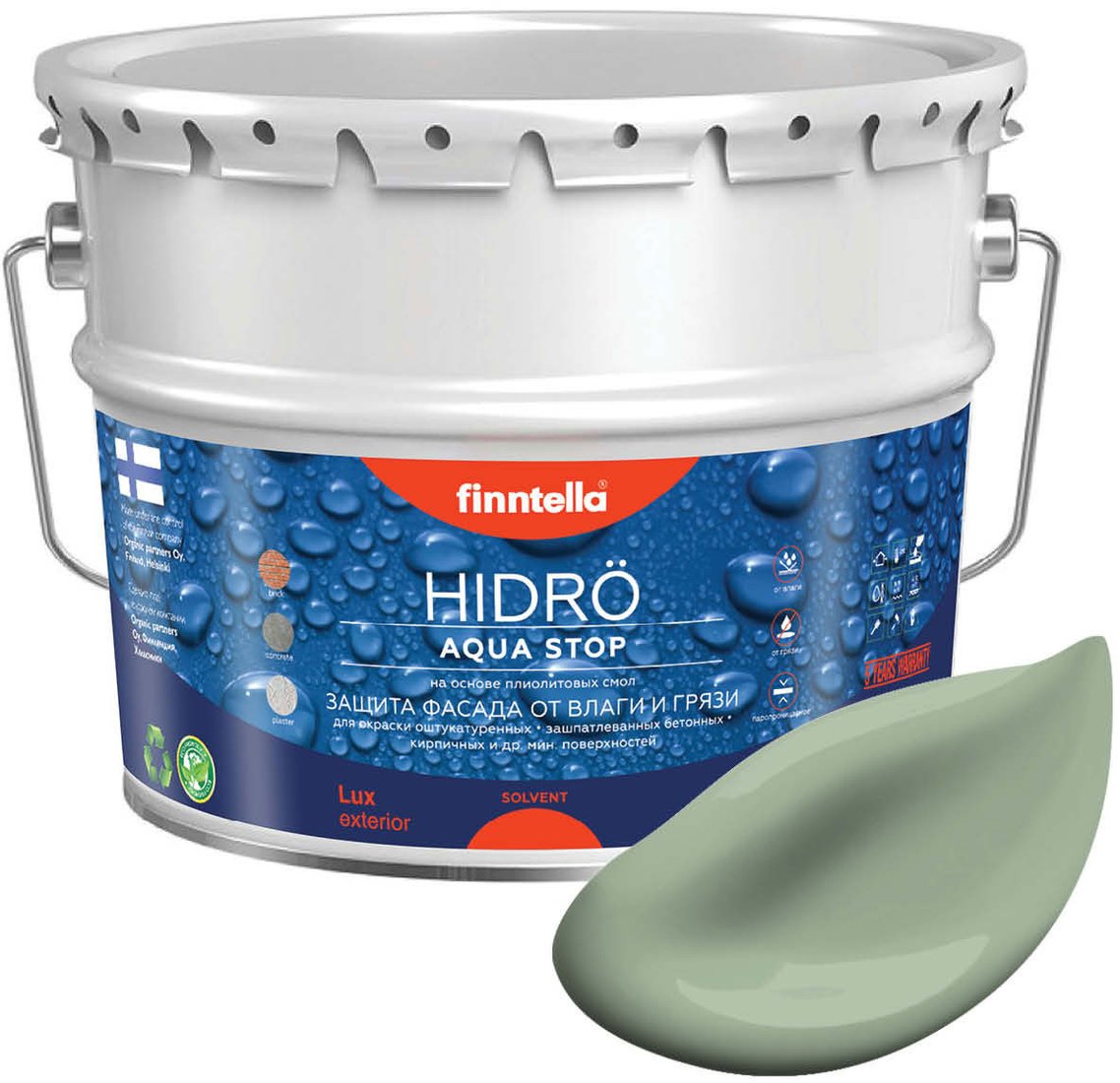 

Краска Finntella Hidro Pastellivihrea F-14-1-9-FL042 9 л (хаки)