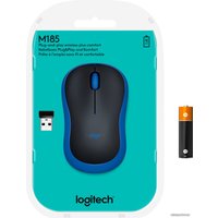 Мышь Logitech M185 (черный/синий)