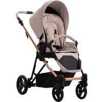 Универсальная коляска BEBETTO Yoddi Premium Class (2 в 1, 01 бежевая кожа/рама бронза)
