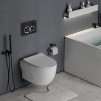 Унитаз подвесной Roxen Porto One Rimless 6 в 1 StounFix Dual Fresh 545591 (кнопка: черный матовый)