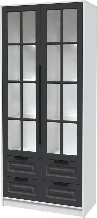 

Шкаф-витрина Интерлиния Концепт КТ-ШВ2 с подсветкой Деко (белый платинум/пепел)