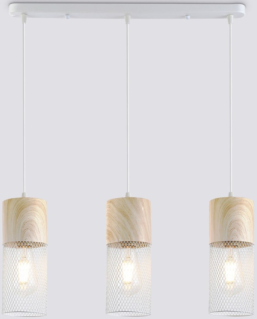 Подвесная люстра Ambrella light TR8499/3 WH/WD (белый/дерево)
